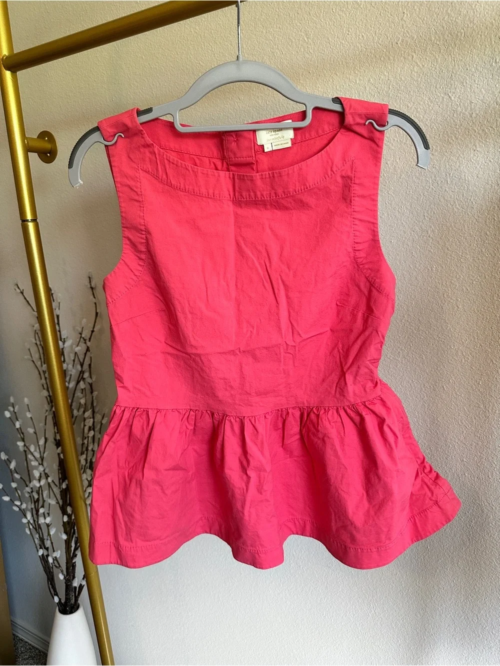 Kate Spade Sleeveless Peplum Blouse in Pink